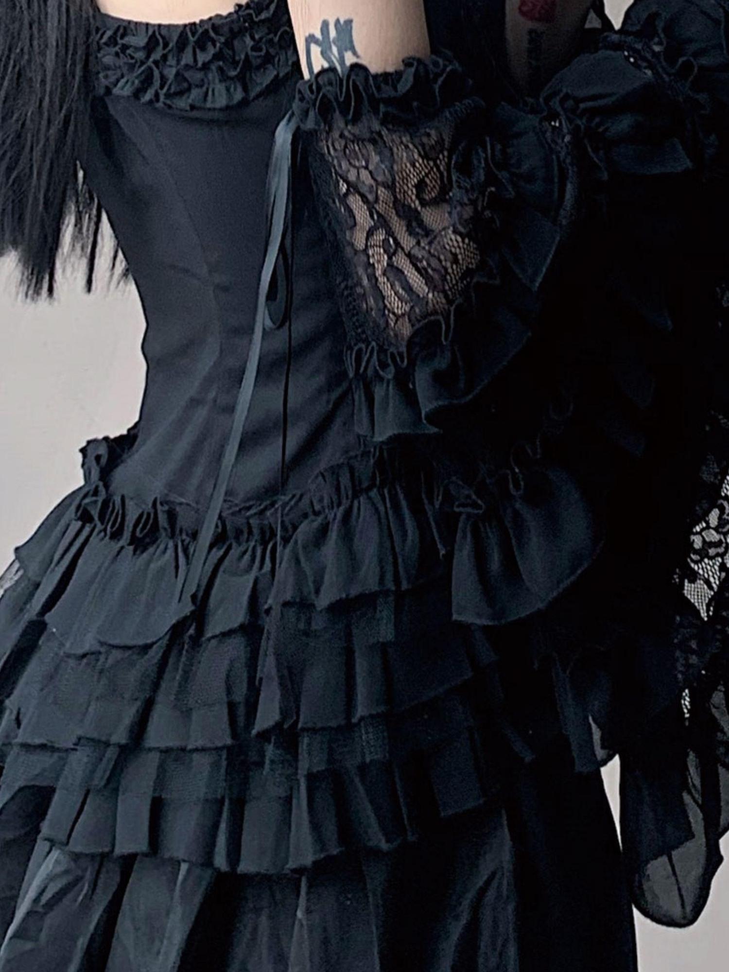 WSW WUSHENWU Spider Web Wave Sleeveless Slit Dress