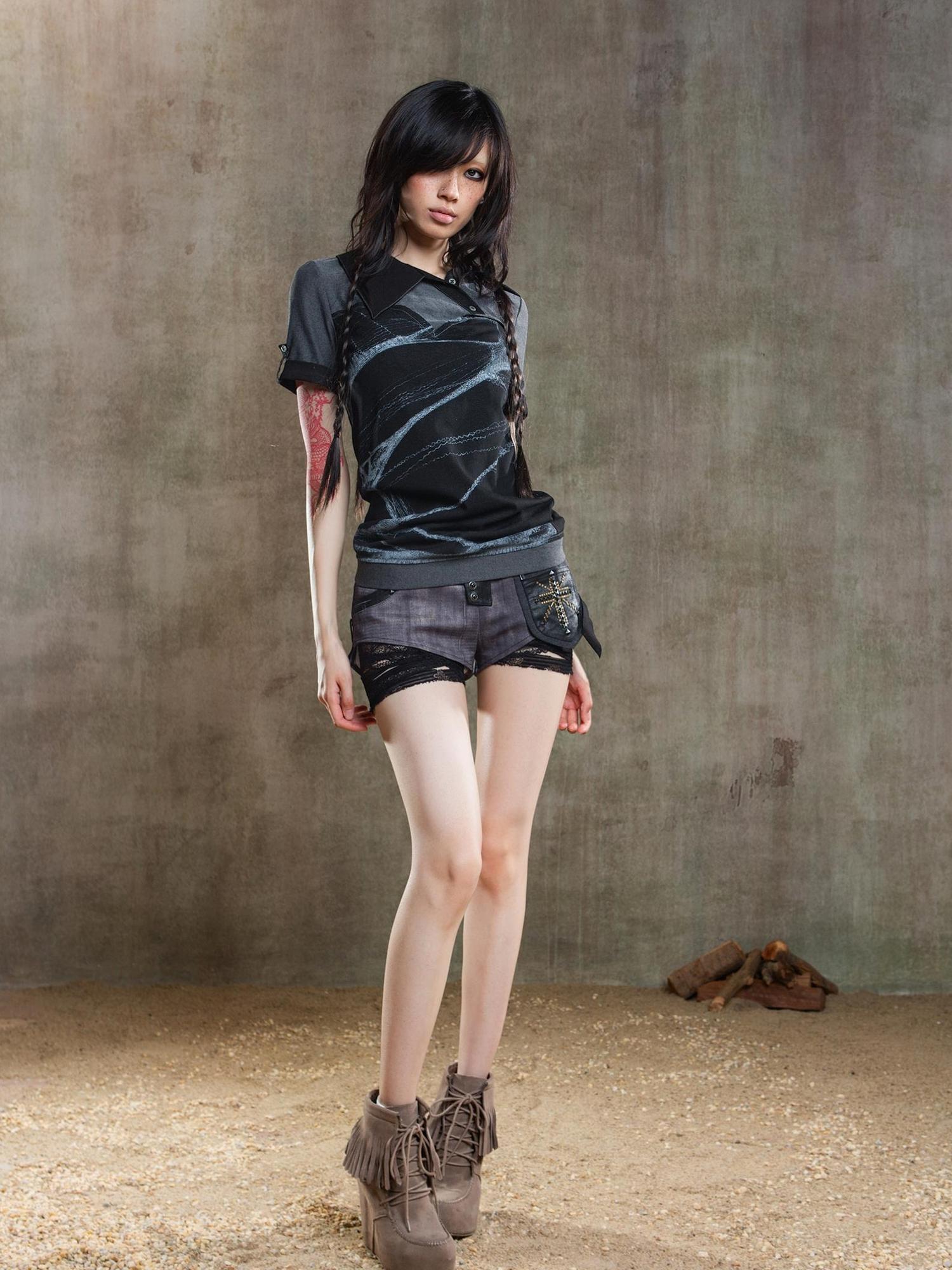 ARIADNAw Spiderweb Print Punk T Shirt Fearless Streetwear