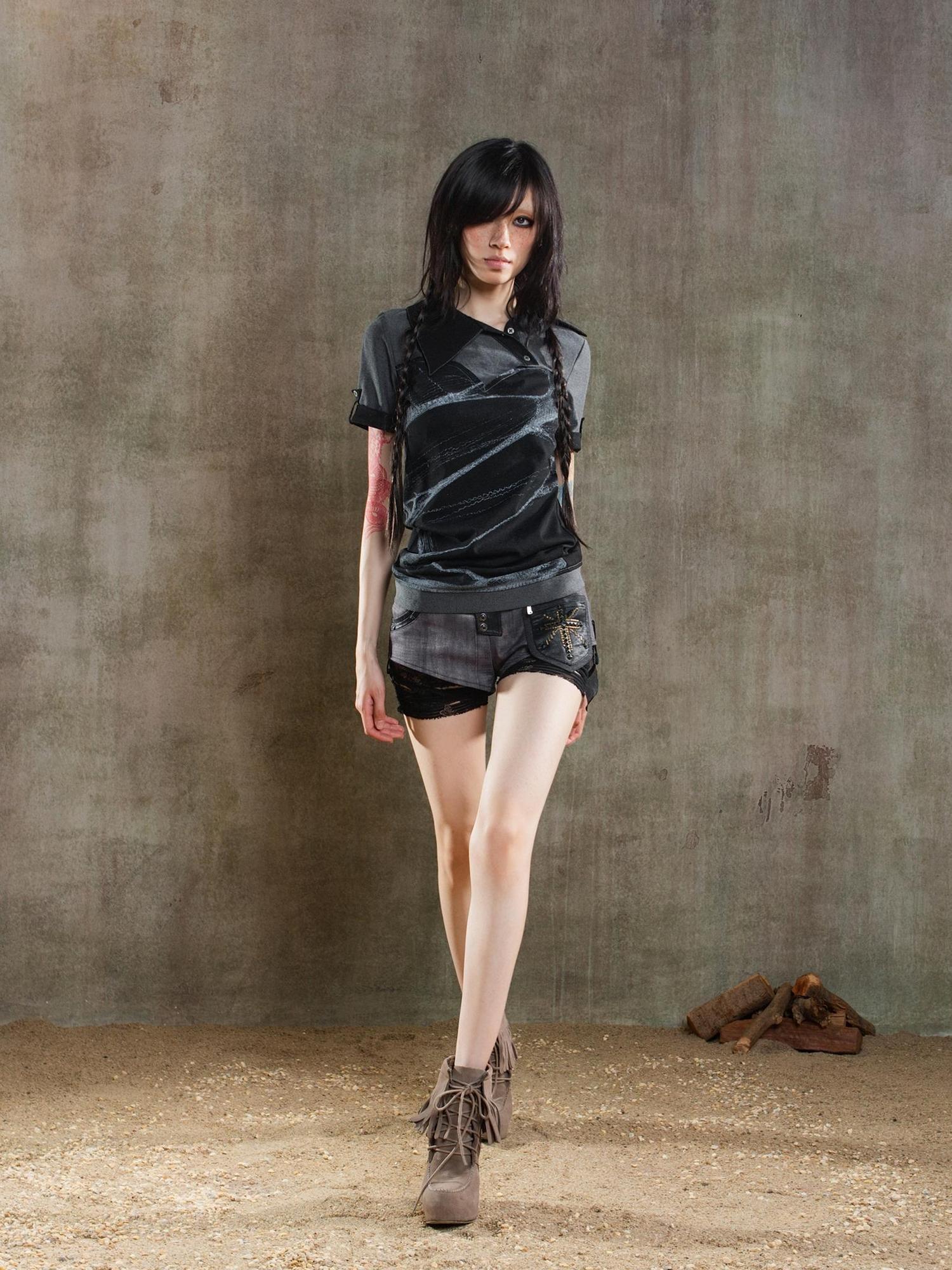 ARIADNAw Spiderweb Print Punk T Shirt Fearless Streetwear