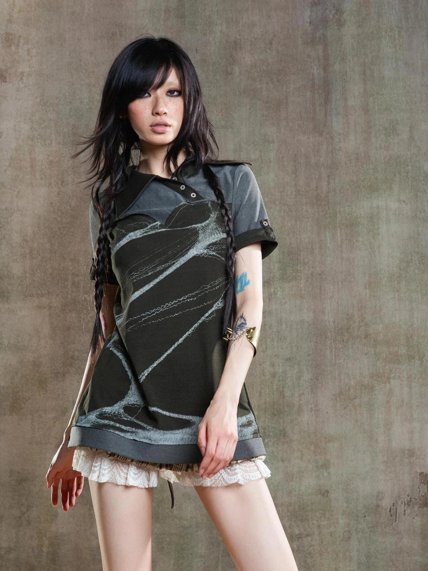 Spiderweb Print Punk T Shirt Fearless Streetwear