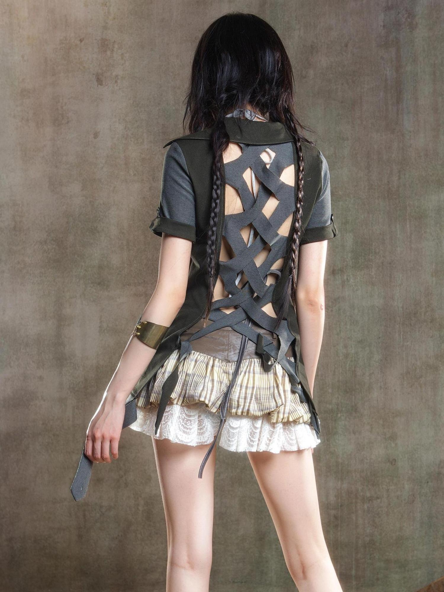 ARIADNAw Spiderweb Print Punk T Shirt Fearless Streetwear