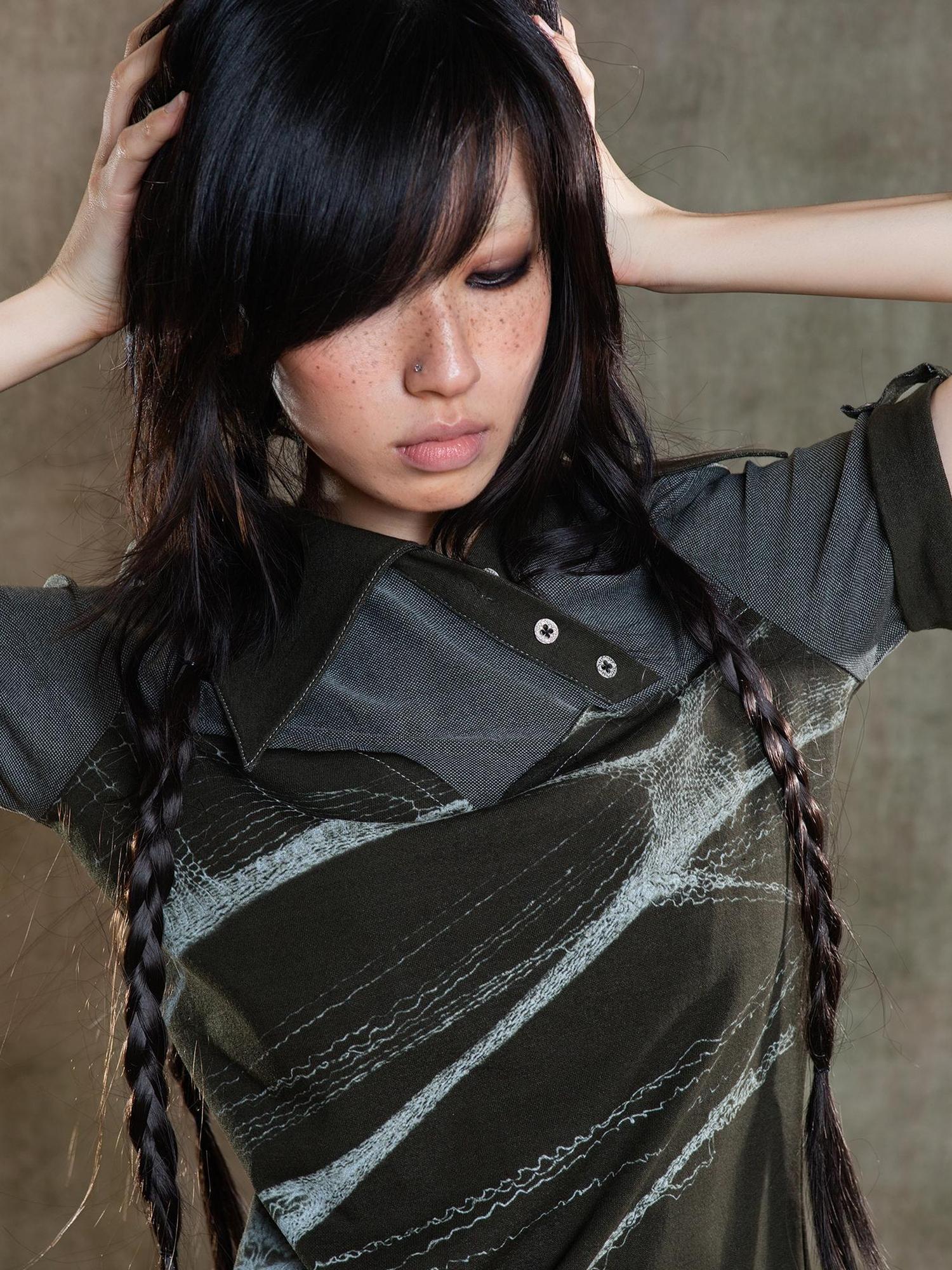 ARIADNAw Spiderweb Print Punk T Shirt Fearless Streetwear