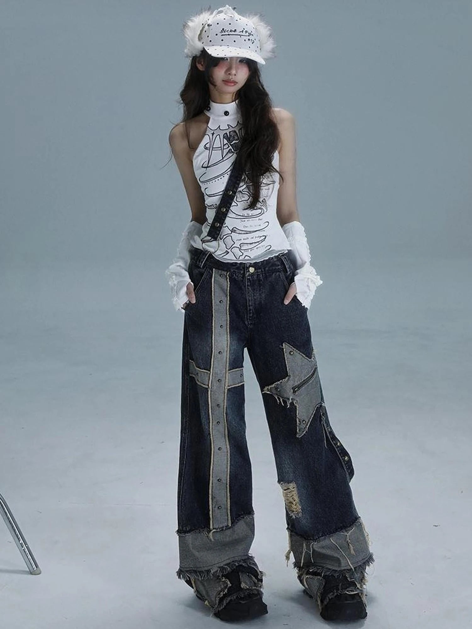 Spine Print Halter Neck Crop Top