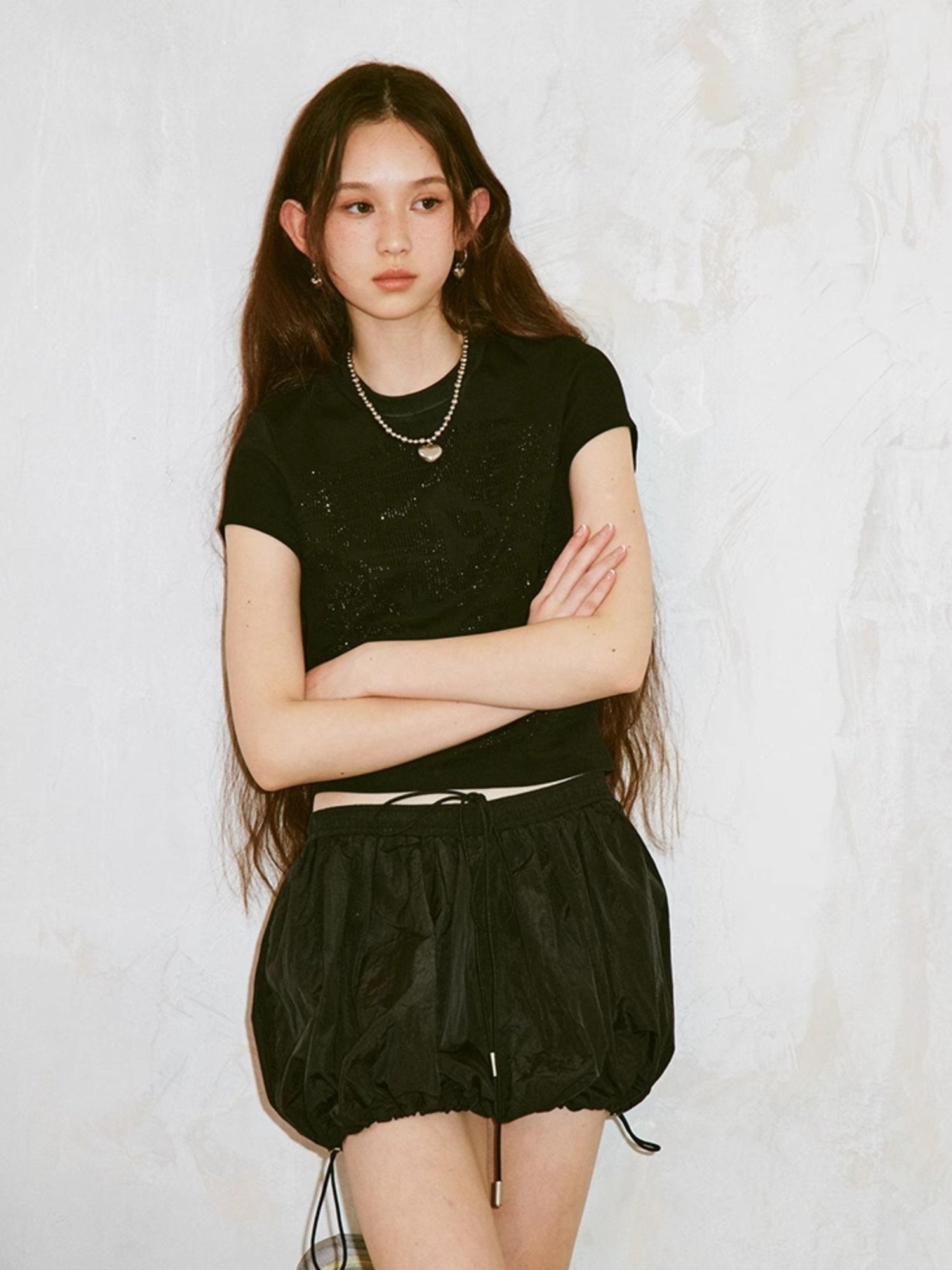 DIDDI MODA Sporty Bloom Short Skirt With Drawstring