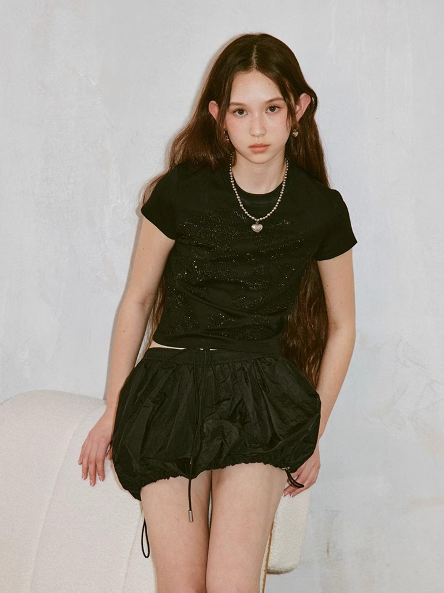 DIDDI MODA Sporty Bloom Short Skirt With Drawstring