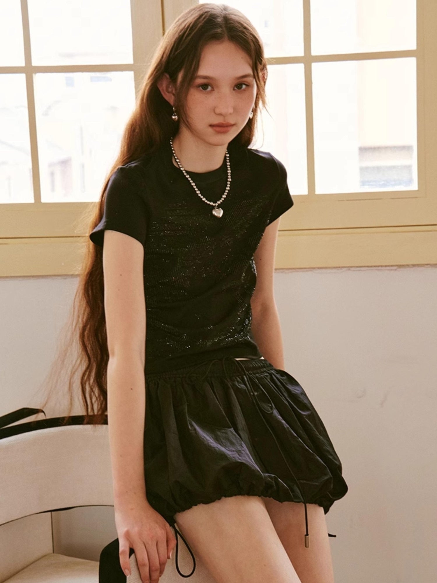 DIDDI MODA Sporty Bloom Short Skirt With Drawstring