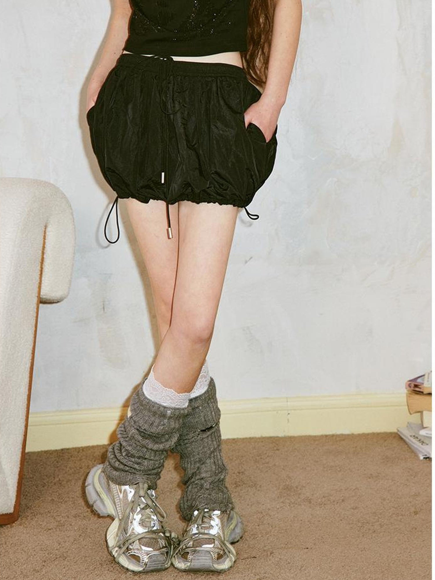 DIDDI MODA Sporty Bloom Short Skirt With Drawstring