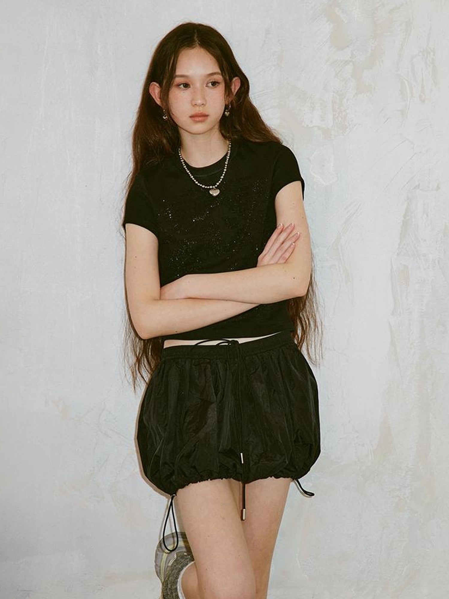 DIDDI MODA Sporty Bloom Short Skirt With Drawstring