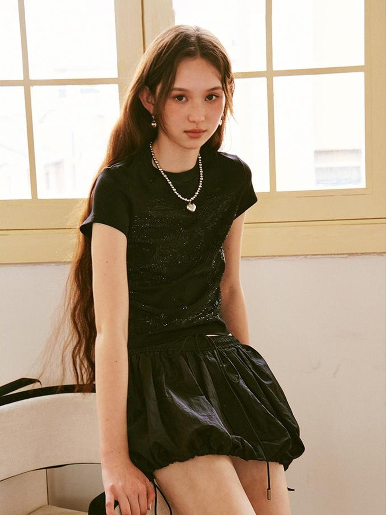 DIDDI MODA Sporty Bloom Short Skirt With Drawstring