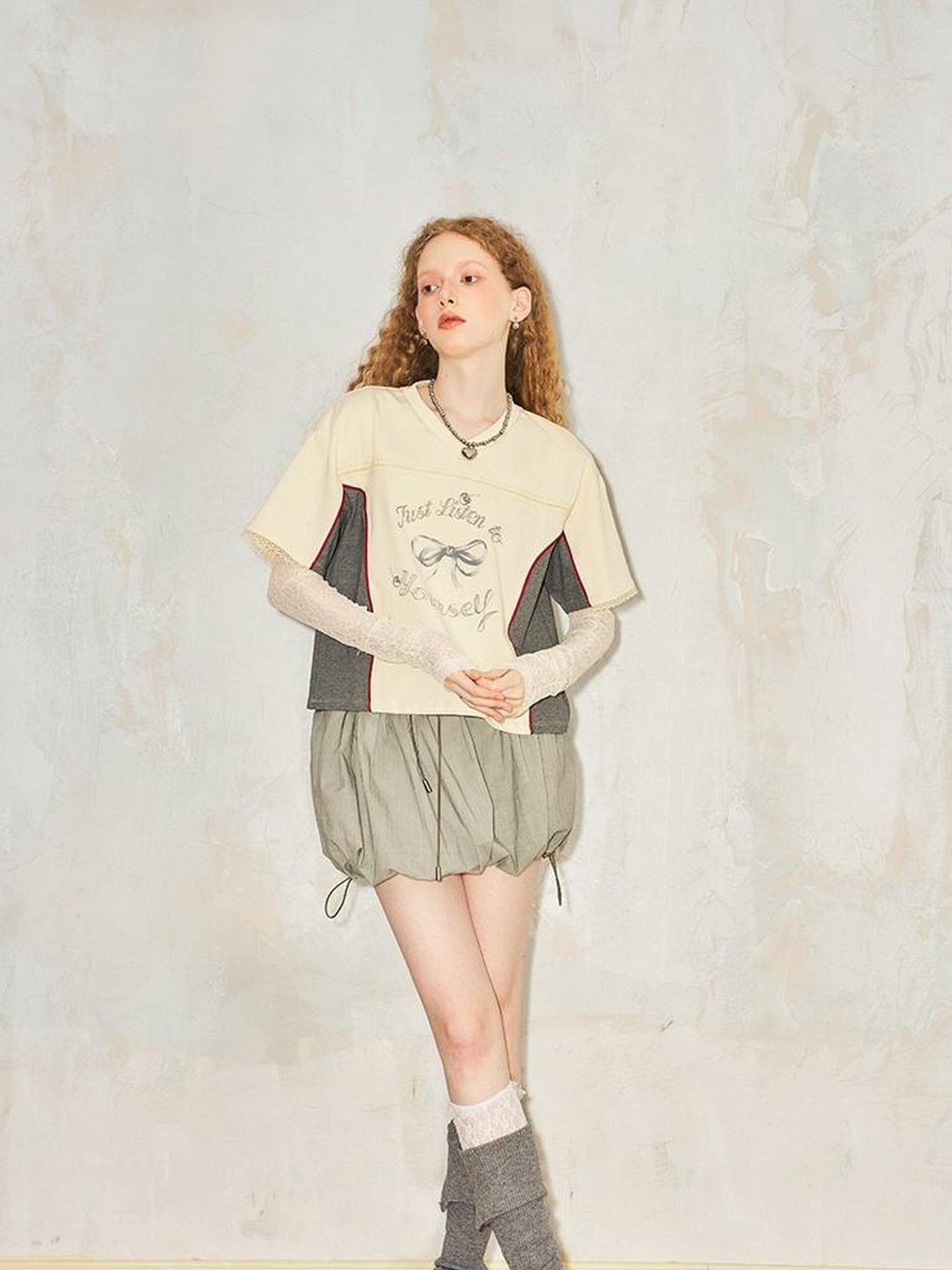 DIDDI MODA Sporty Bloom Short Skirt With Drawstring