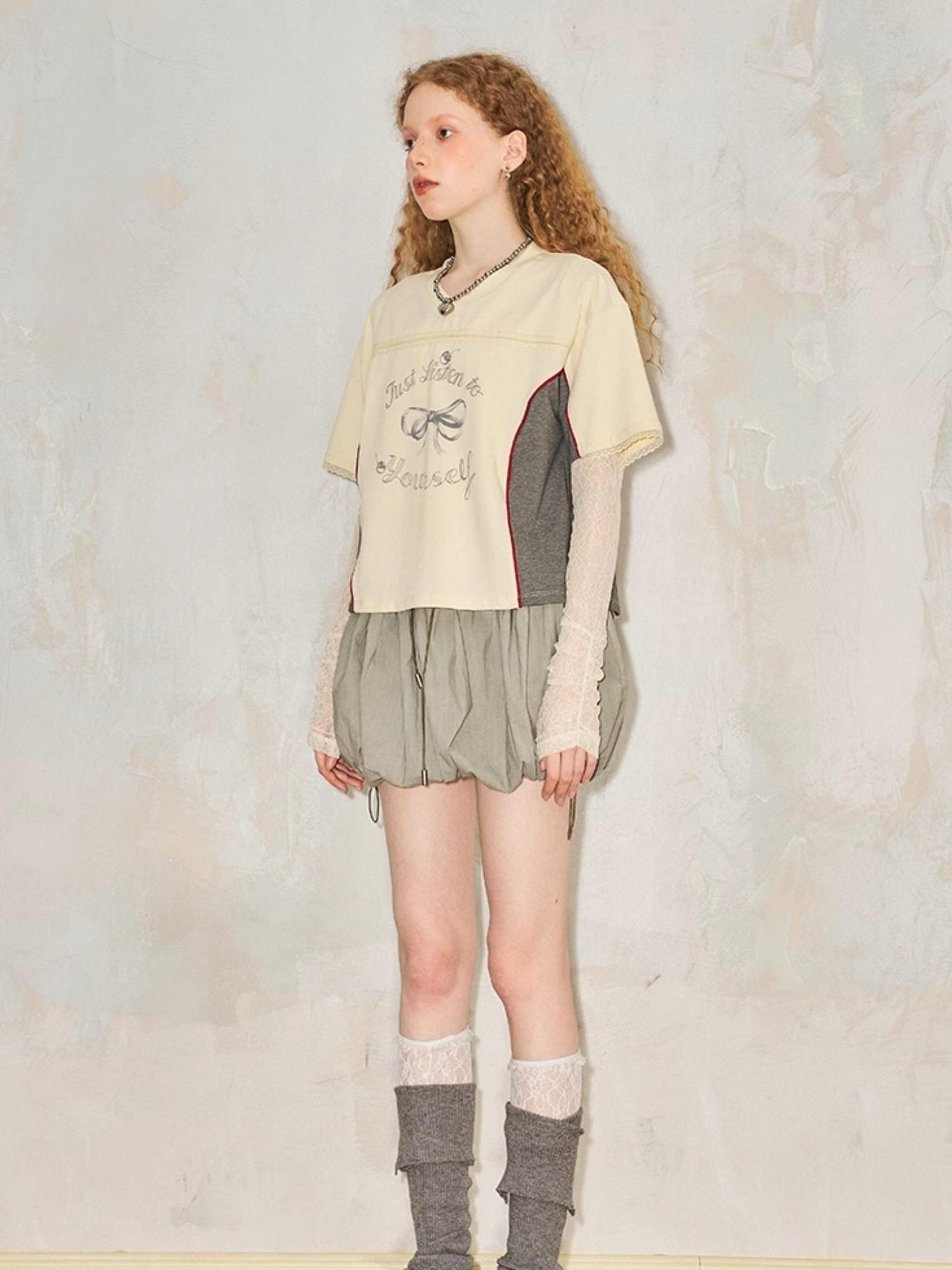 DIDDI MODA Sporty Bloom Short Skirt With Drawstring