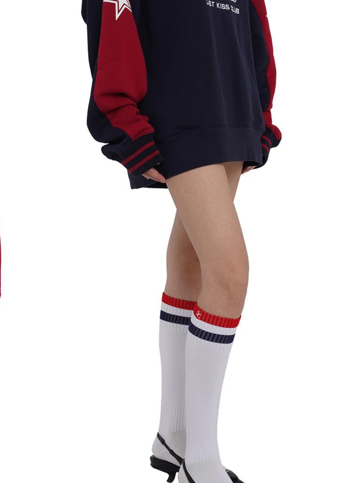 SweetChilling Sporty Bold Embroidered Striped Knee Socks