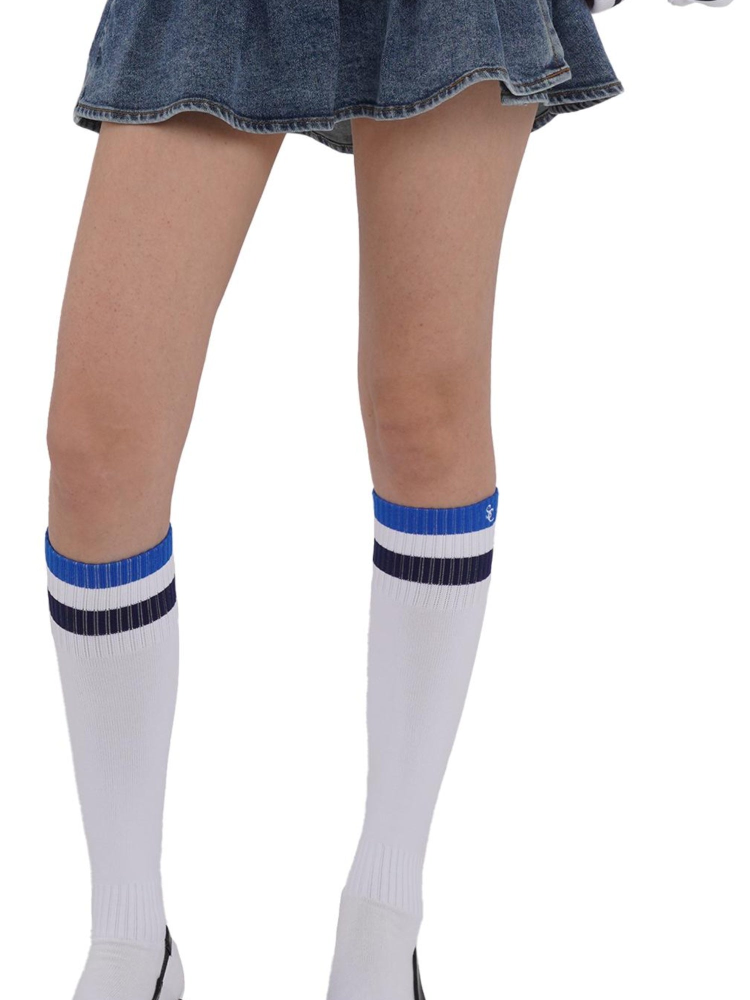 SweetChilling Sporty Bold Embroidered Striped Knee Socks