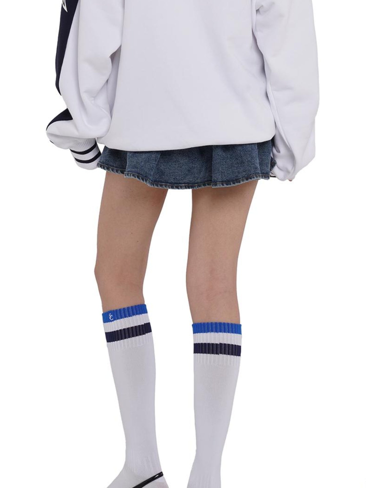 SweetChilling Sporty Bold Embroidered Striped Knee Socks