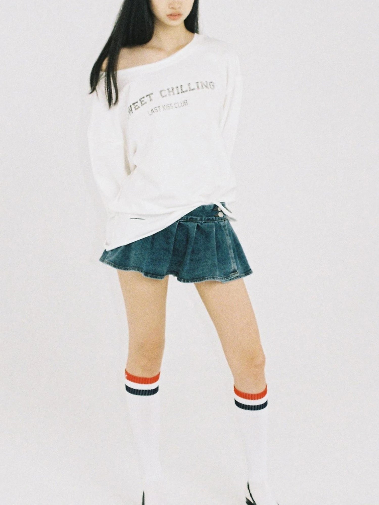Sporty Bold Embroidered Striped Knee Socks