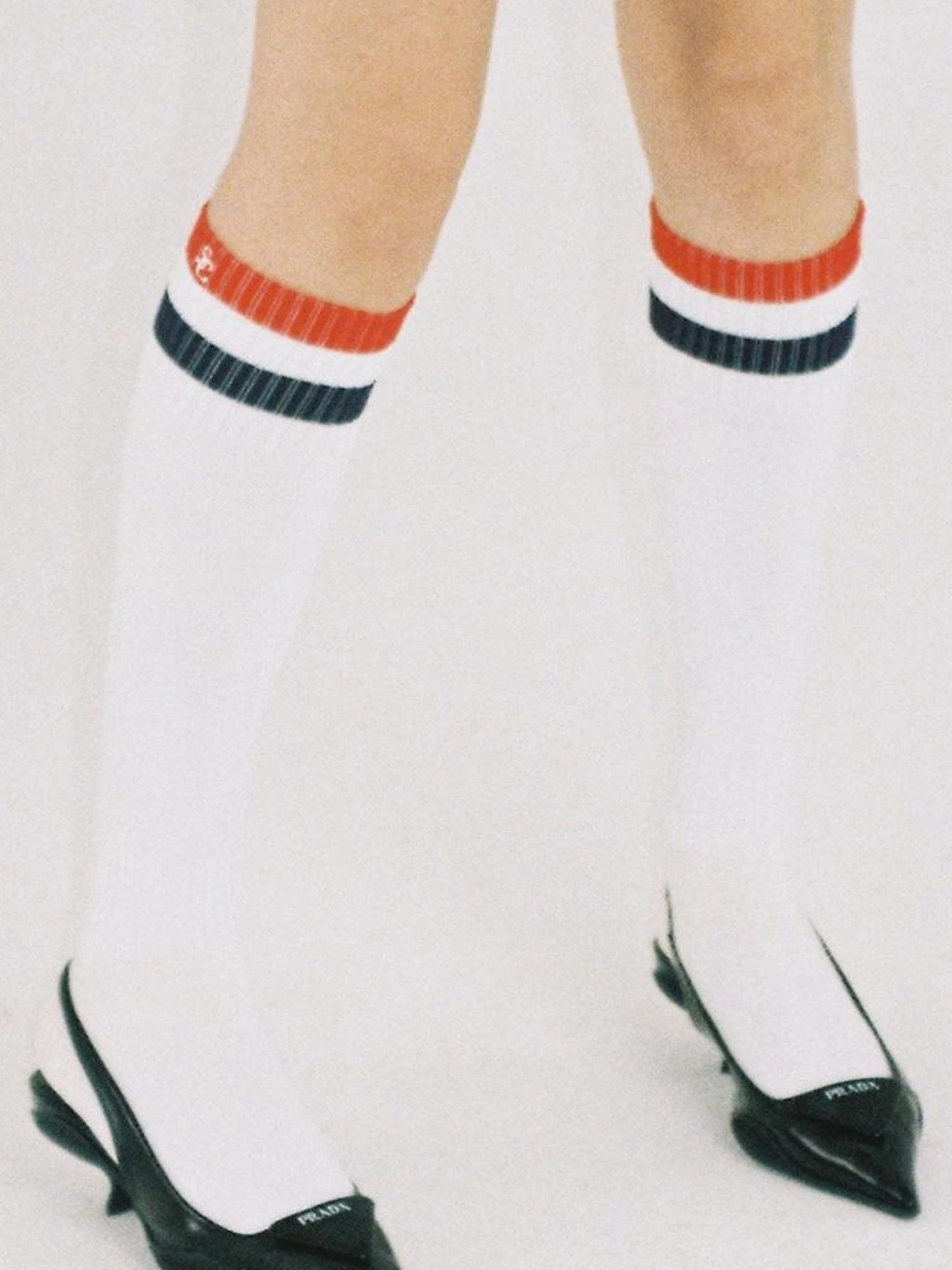 Sporty Bold Embroidered Striped Knee Socks
