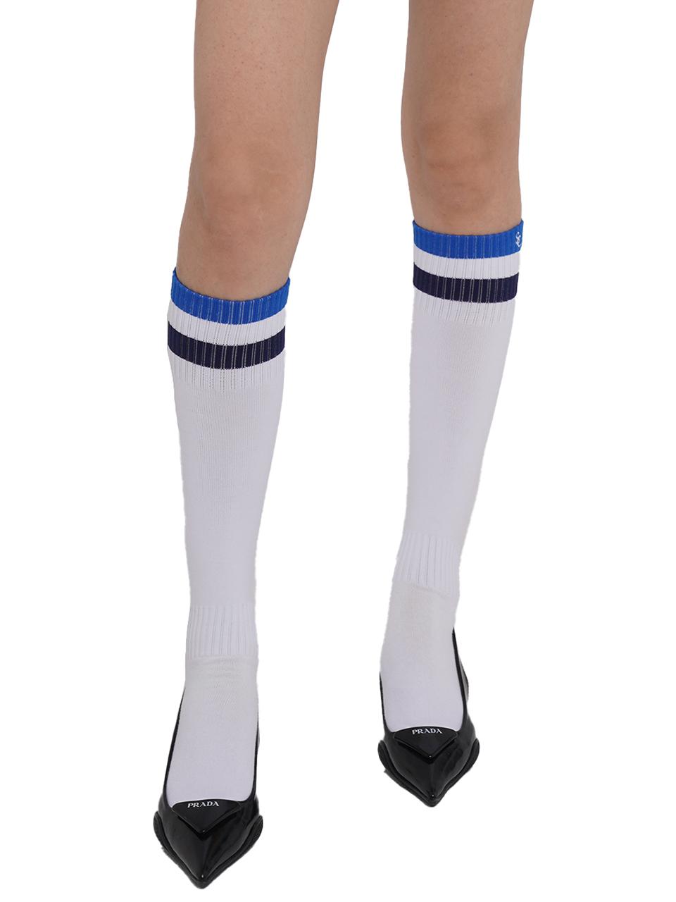 SweetChilling Sporty Bold Embroidered Striped Knee Socks