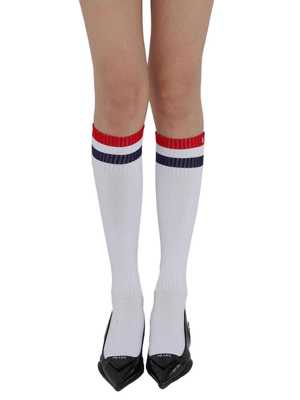 SweetChilling Sporty Bold Embroidered Striped Knee Socks