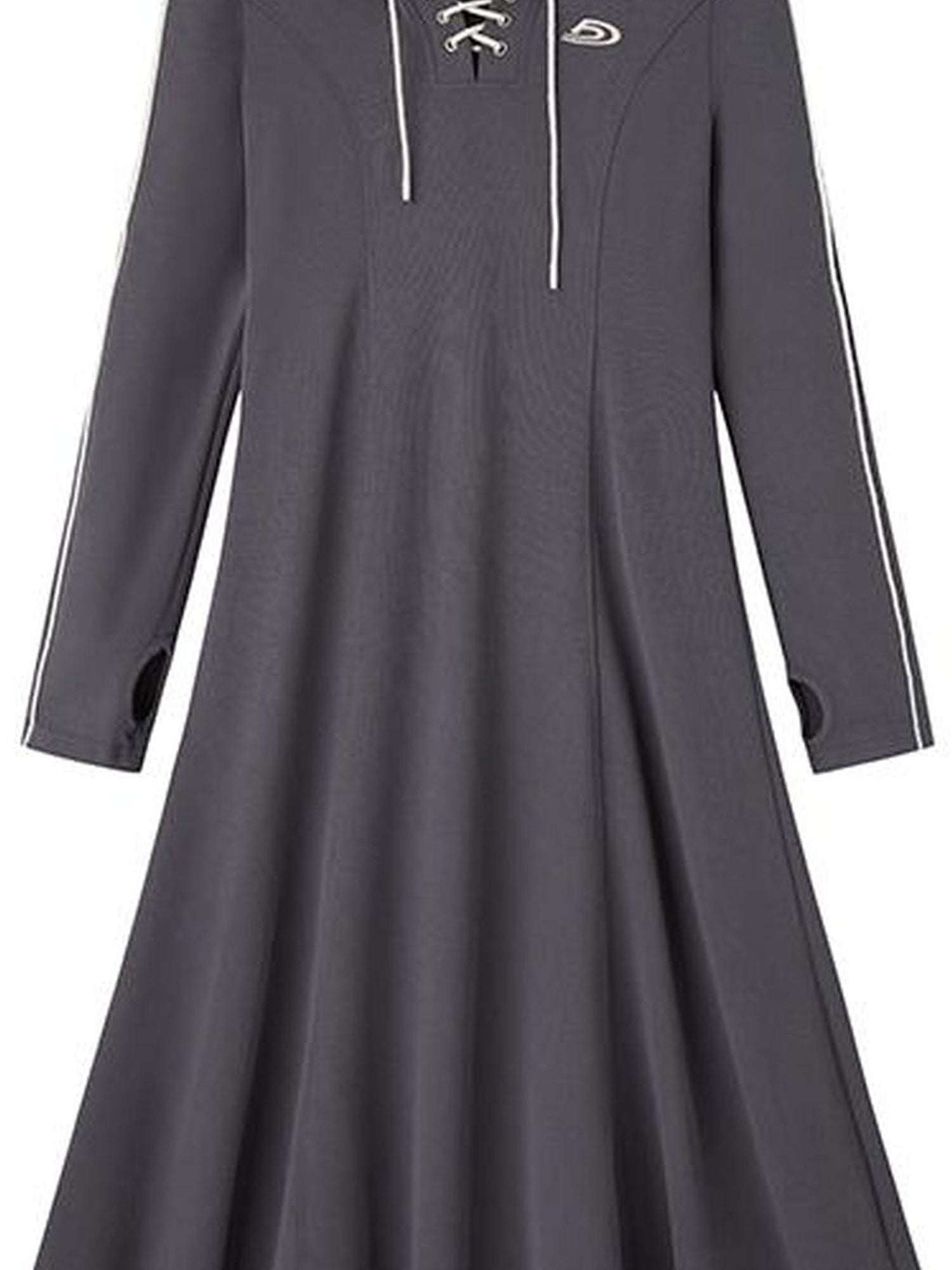 DIDDI MODA Sporty Tie Front Hooded Sweater Dress