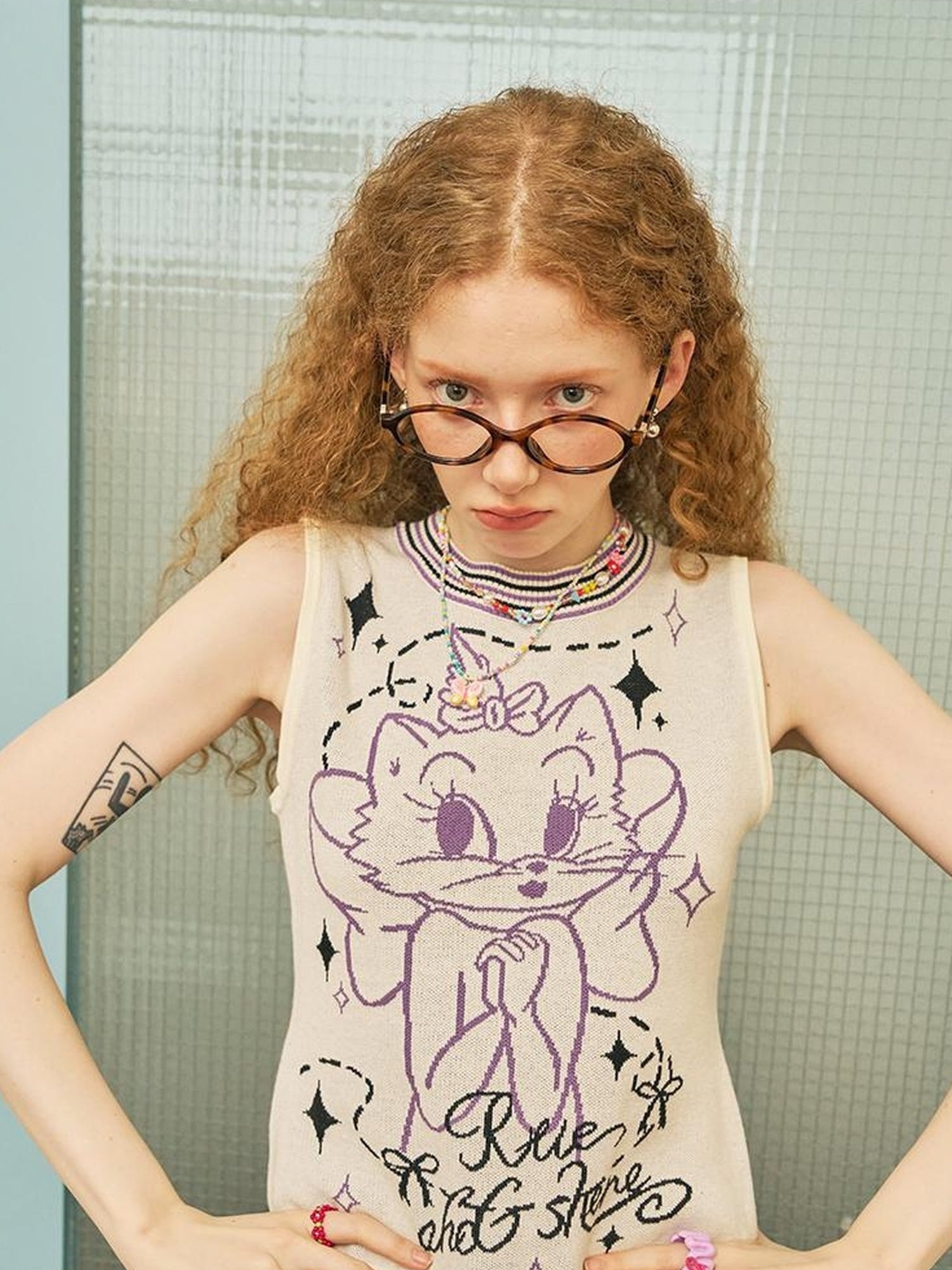DIDDI MODA Spotted Dog Knit Vest And Tee Set