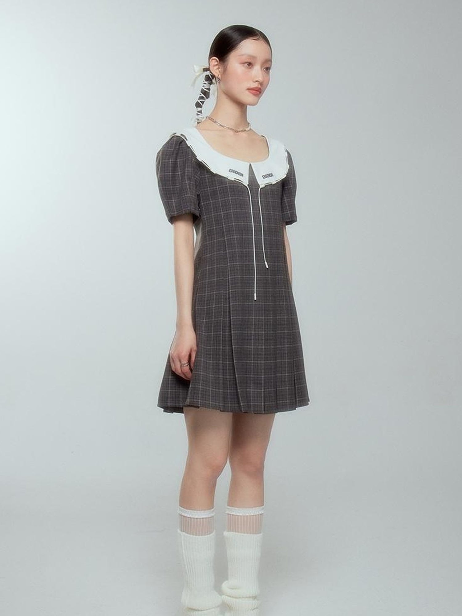 DIDDI MODA Spring College Collar Contrast Dress