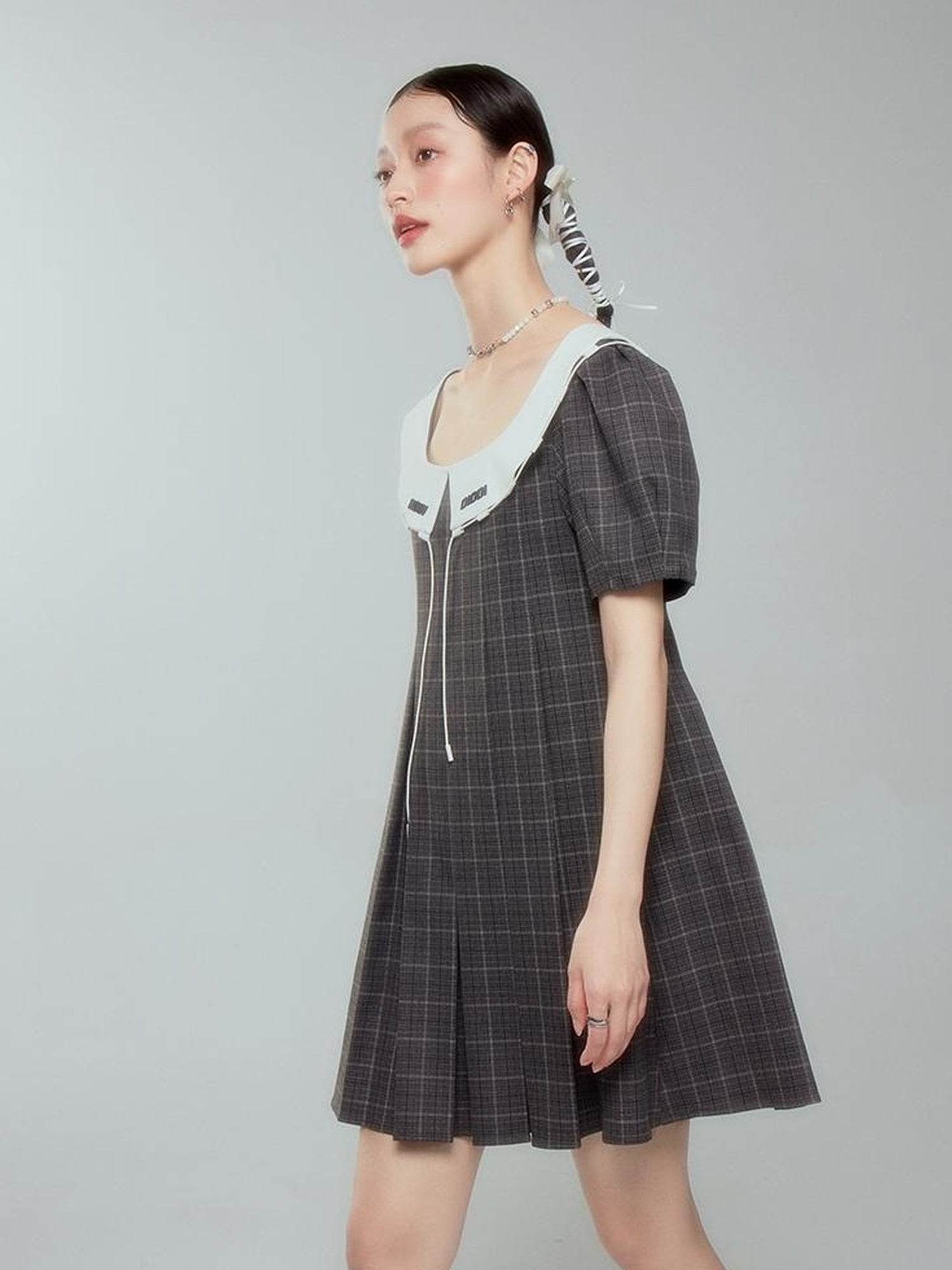 DIDDI MODA Spring College Collar Contrast Dress