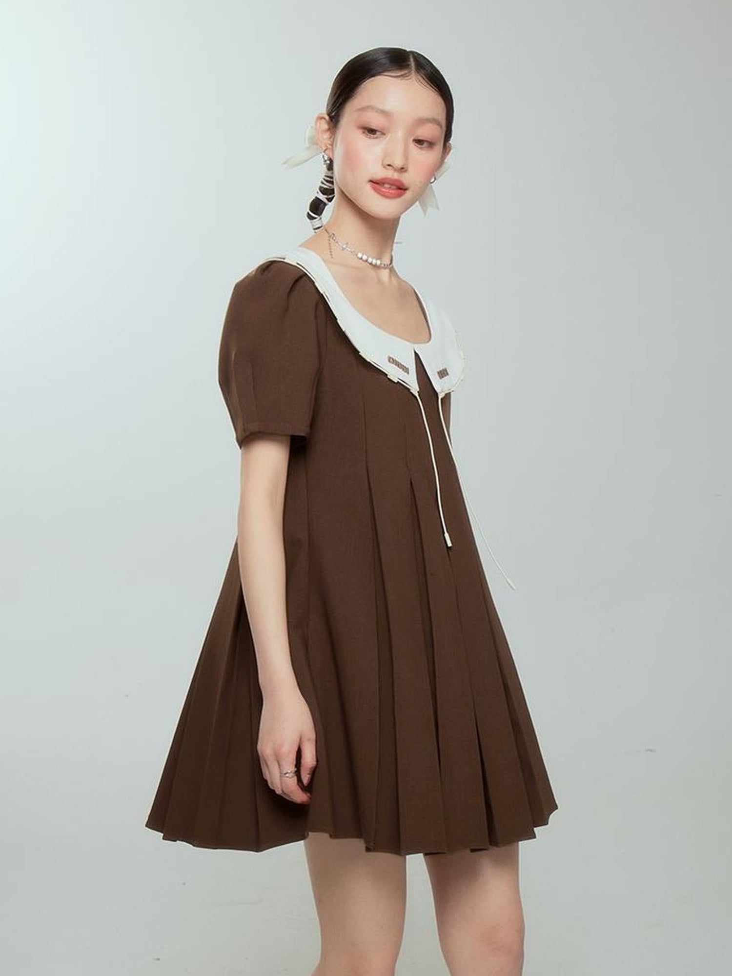 DIDDI MODA Spring College Collar Contrast Dress