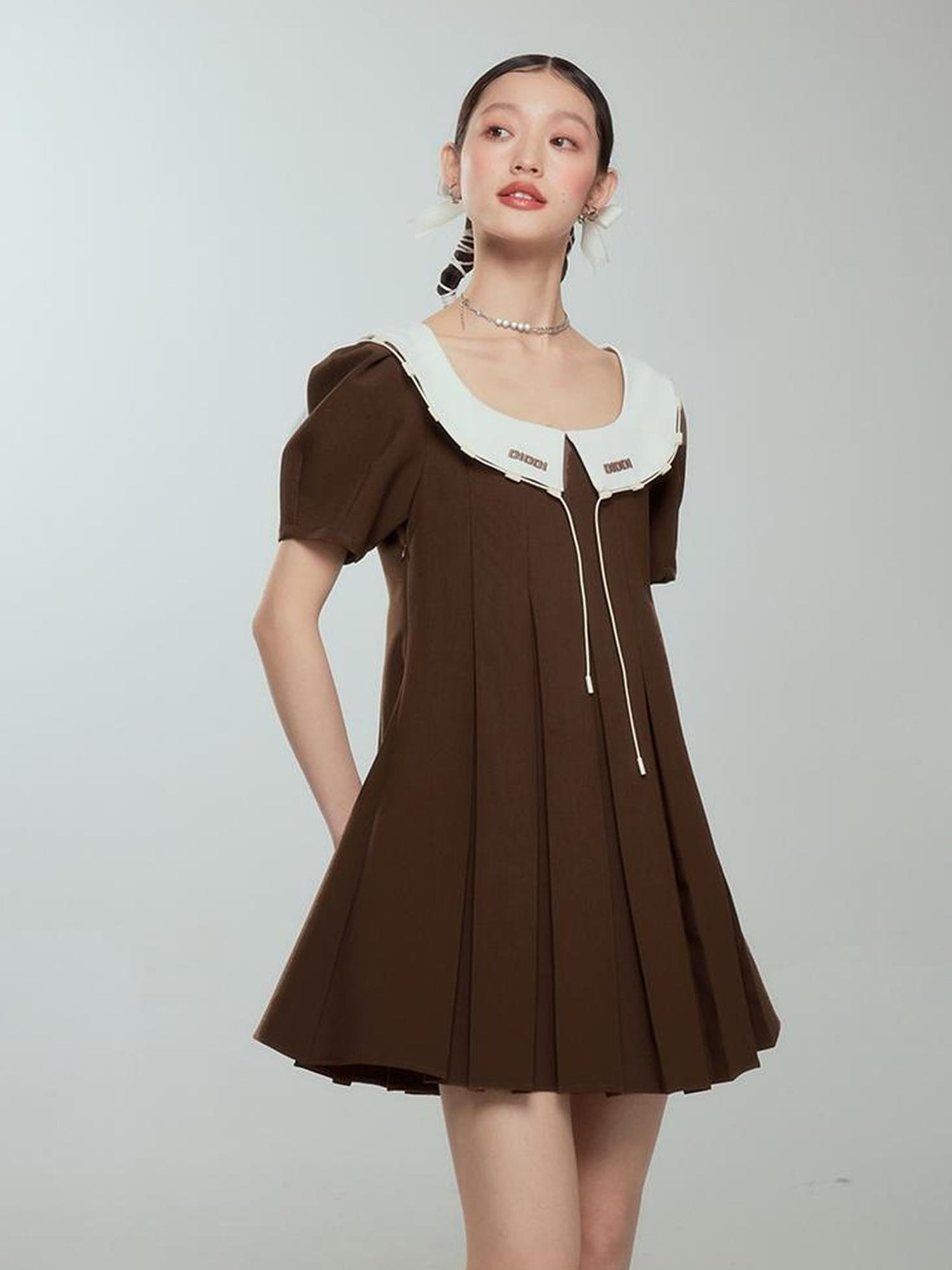 DIDDI MODA Spring College Collar Contrast Dress