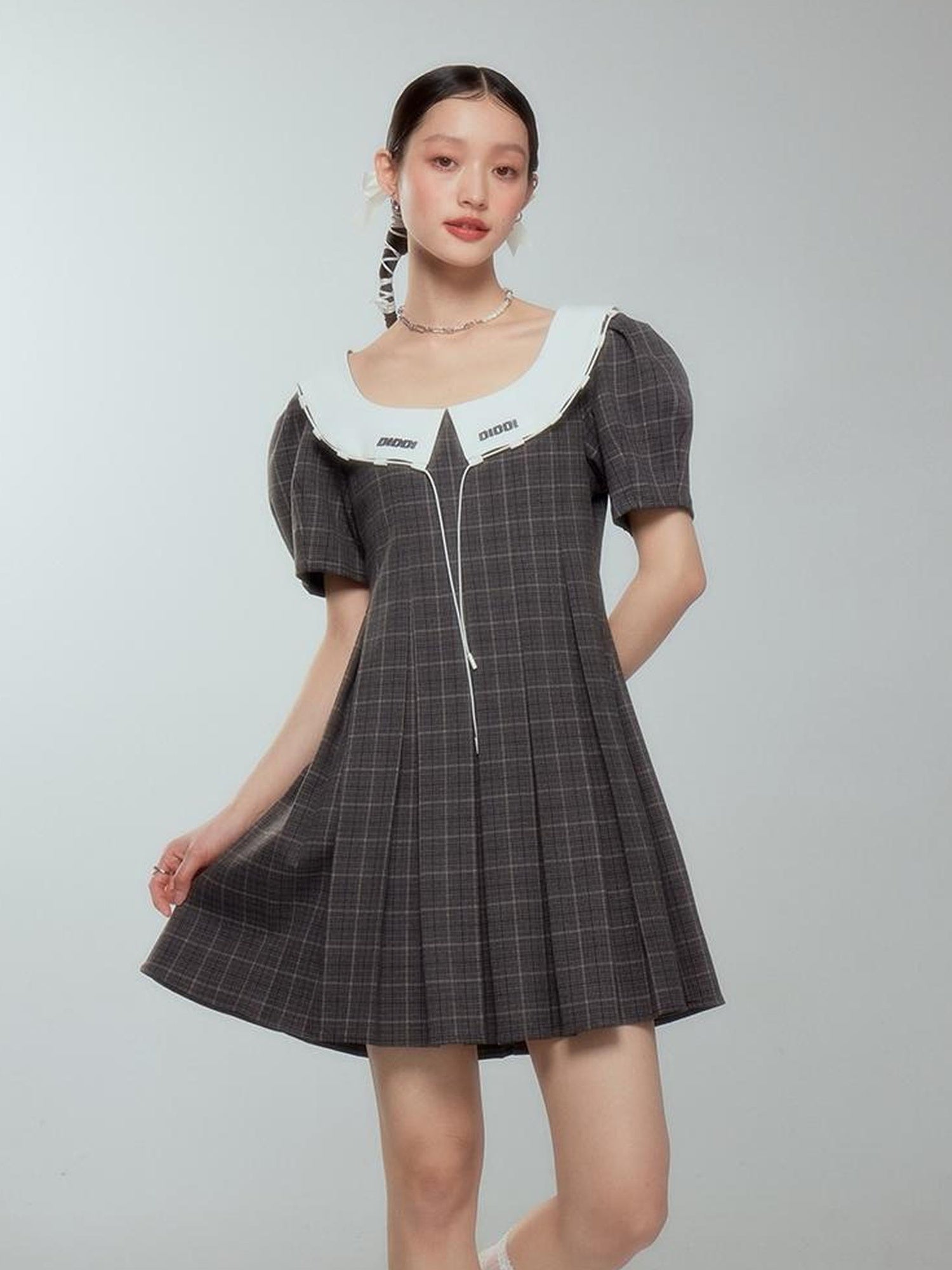 DIDDI MODA Spring College Collar Contrast Dress