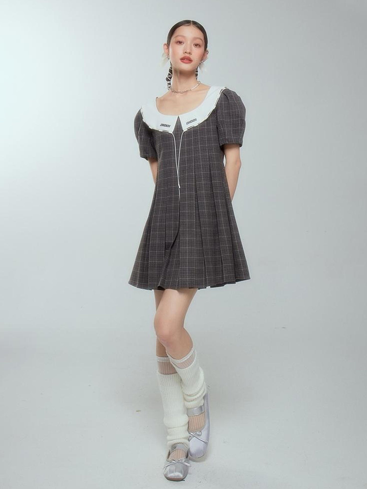 DIDDI MODA Spring College Collar Contrast Dress