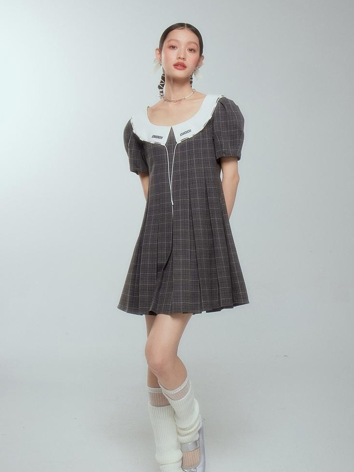 DIDDI MODA Spring College Collar Contrast Dress