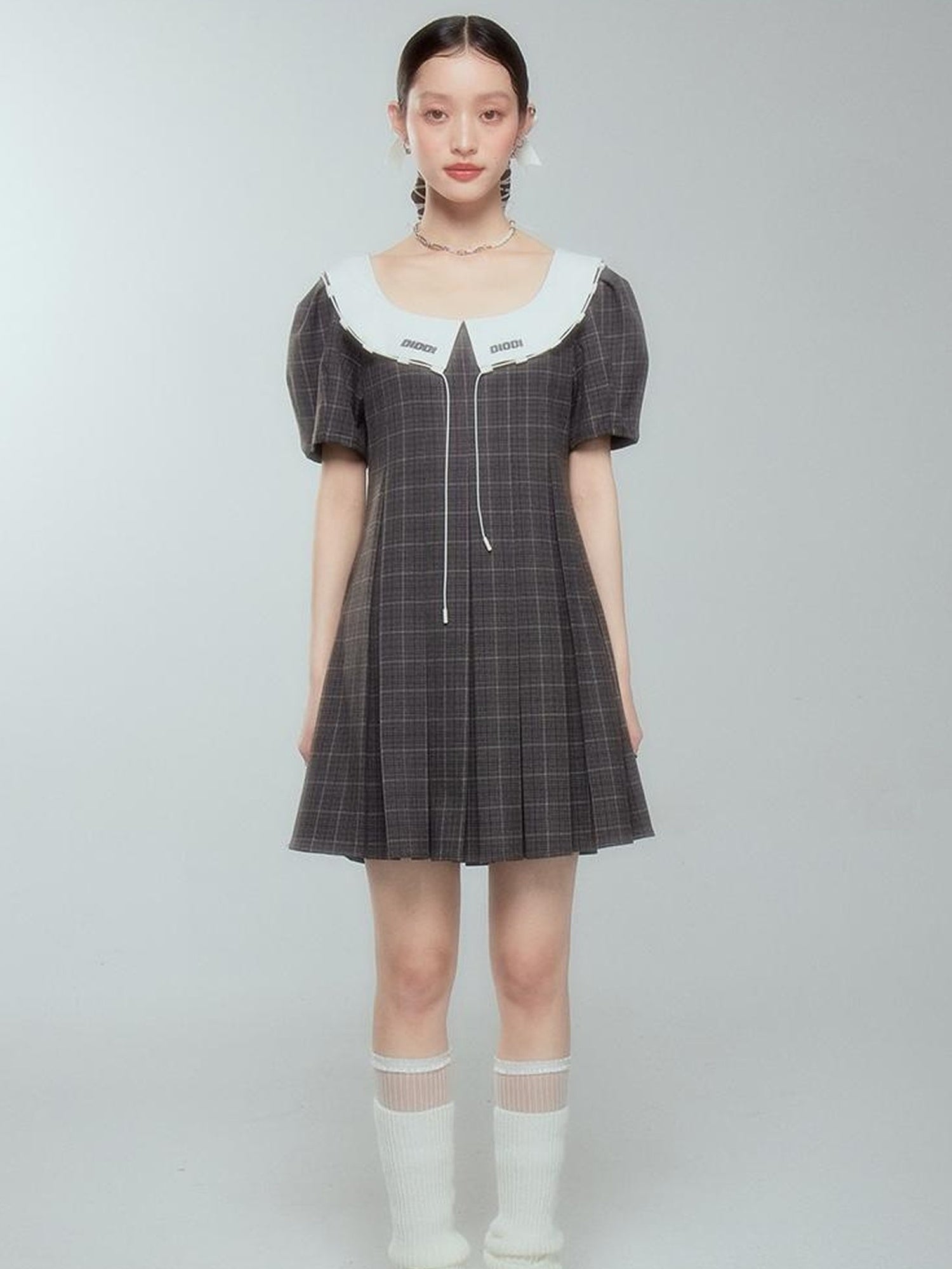 DIDDI MODA Spring College Collar Contrast Dress