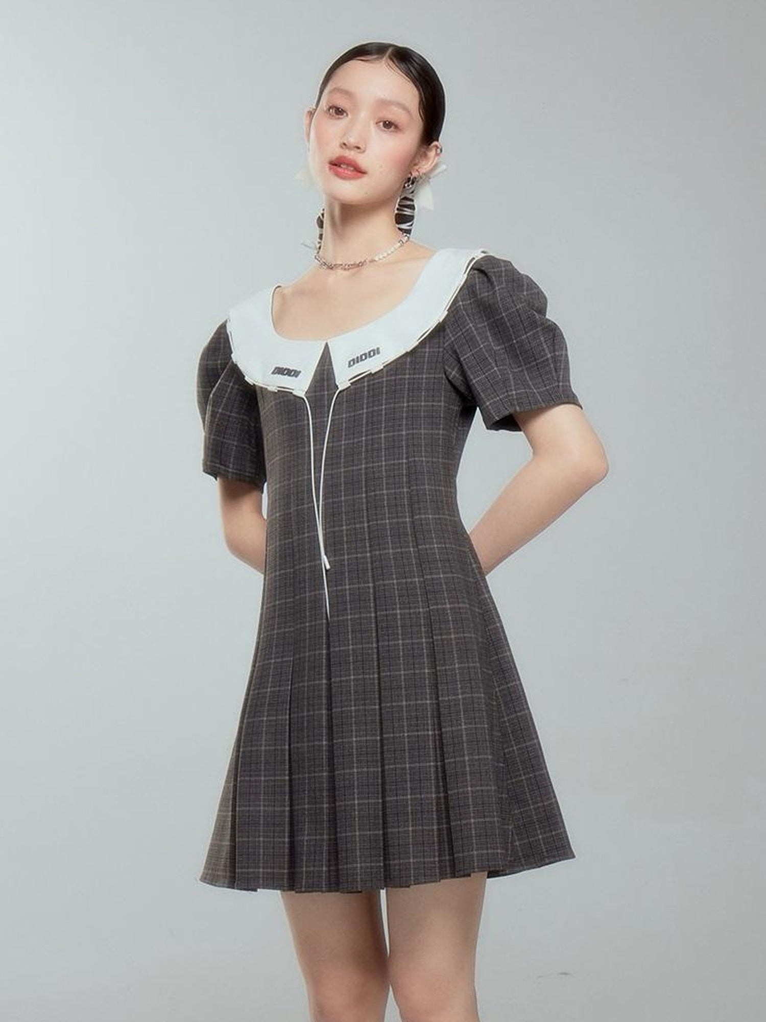 DIDDI MODA Spring College Collar Contrast Dress