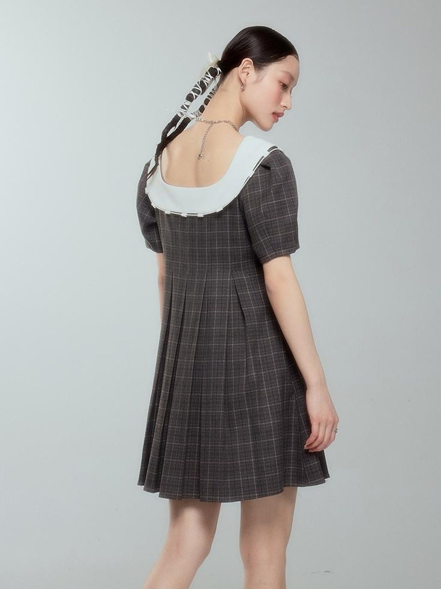 DIDDI MODA Spring College Collar Contrast Dress