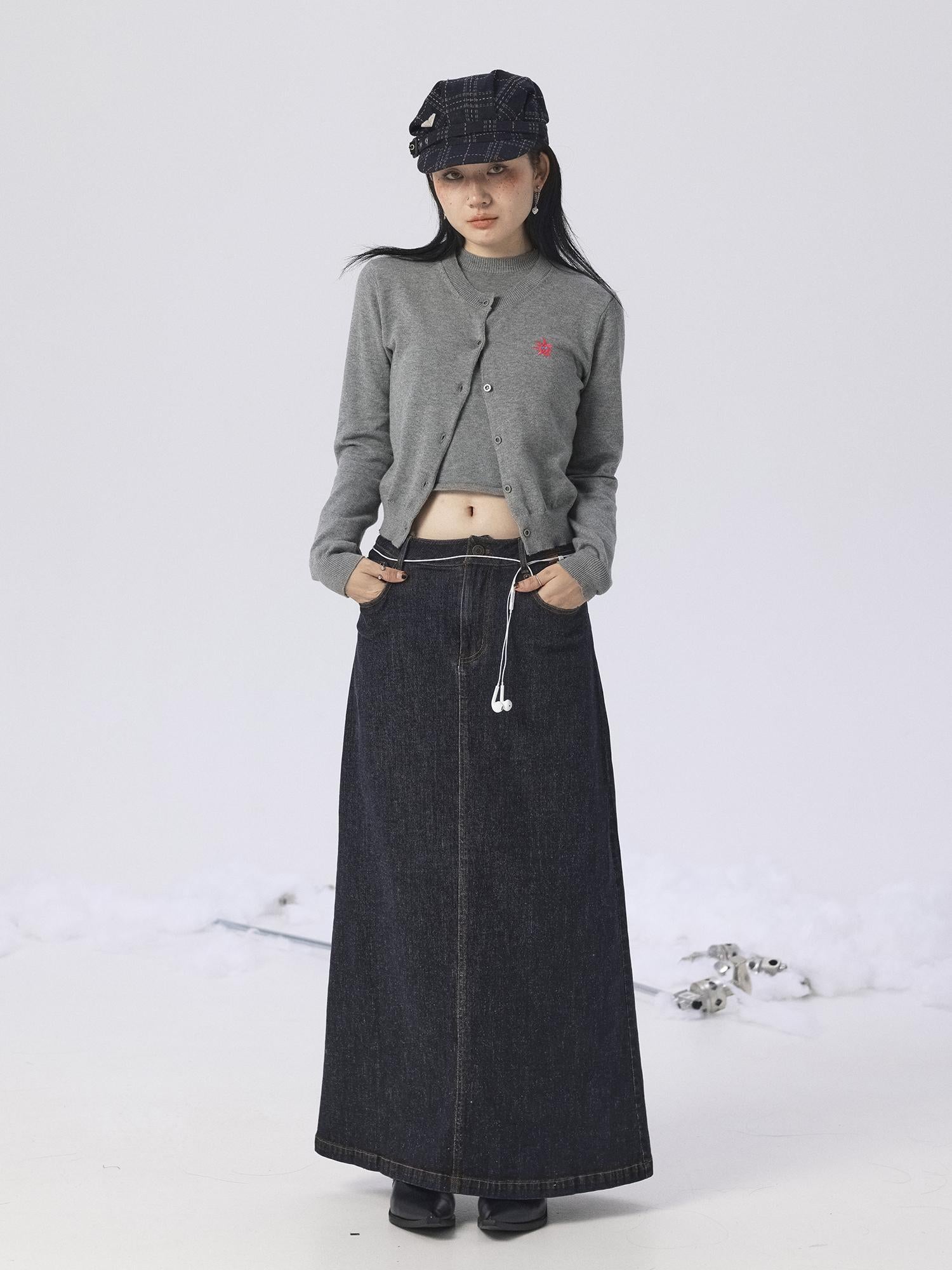 Achihara Spring Summer Gray Knit Cardigan Vest Women&