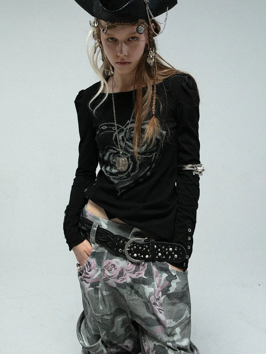 Spring Summer Square Neck Ballet T-Shirt With Puff Sleeves