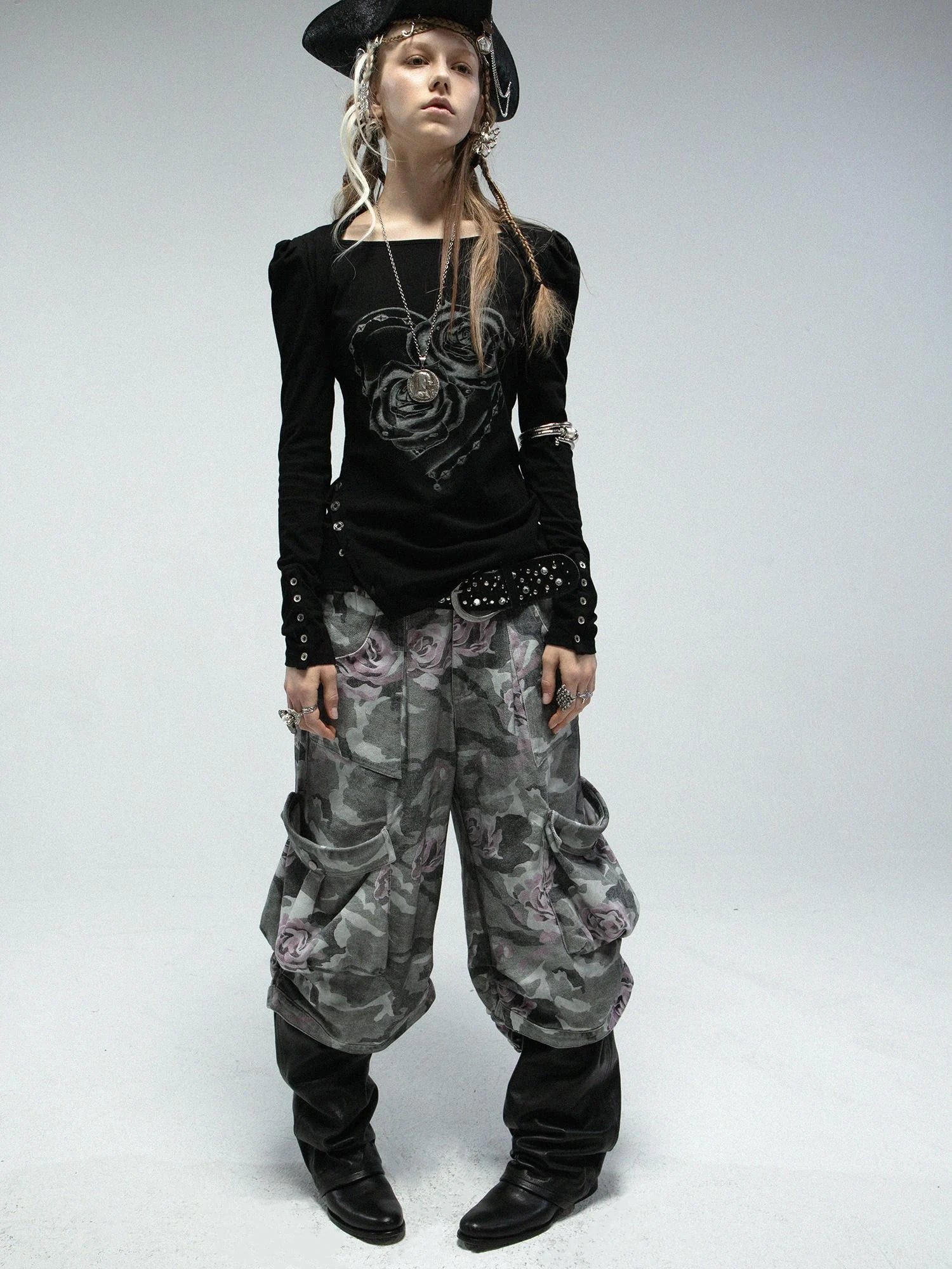 Spring Summer Square Neck Ballet T-Shirt With Puff Sleeves