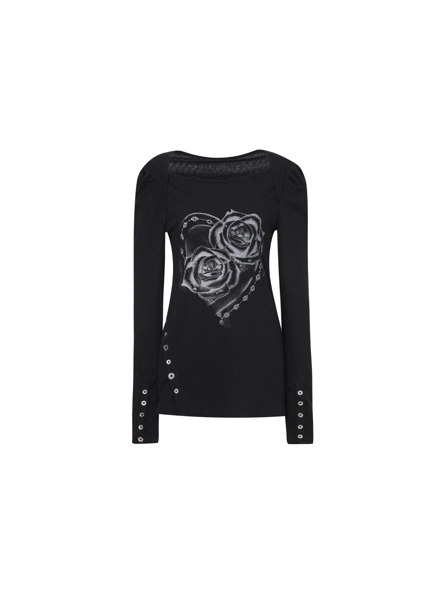 Spring Summer Square Neck Ballet T-Shirt With Puff Sleeves