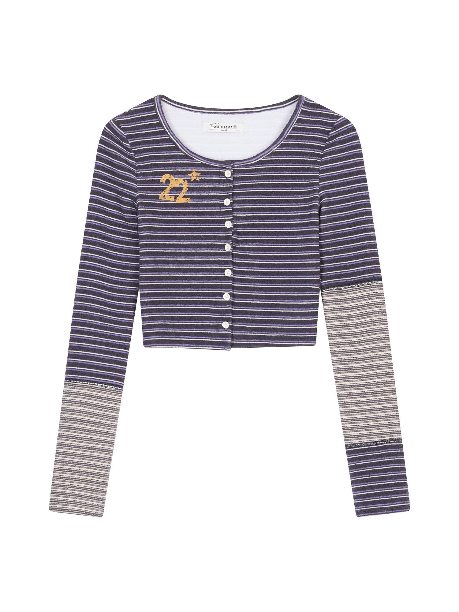 Achihara Breton Star Stripe Long Sleeve Cardigan