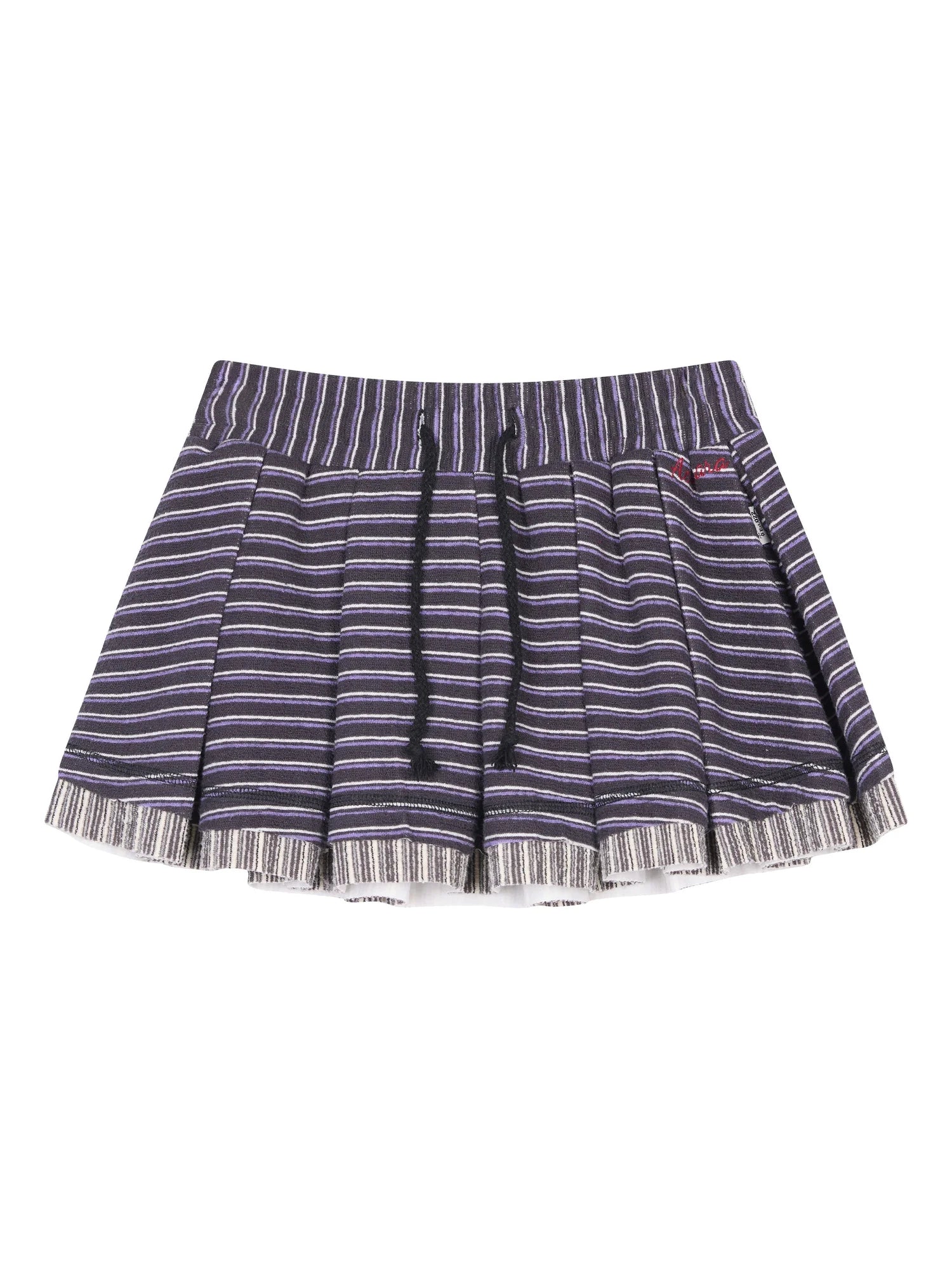 Breton Star Spot Pleated Mini Skirt Stretch Knit A Line