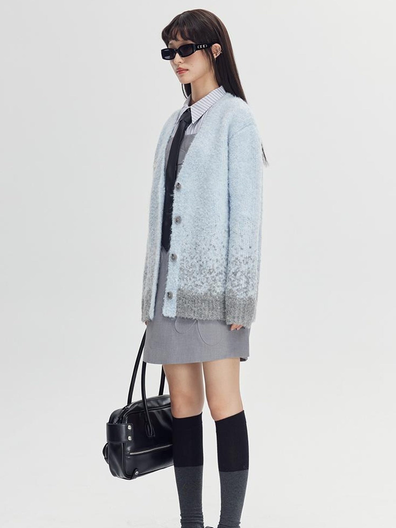 DIDDI MODA Starry Gradient V Neck Wool Cardigan