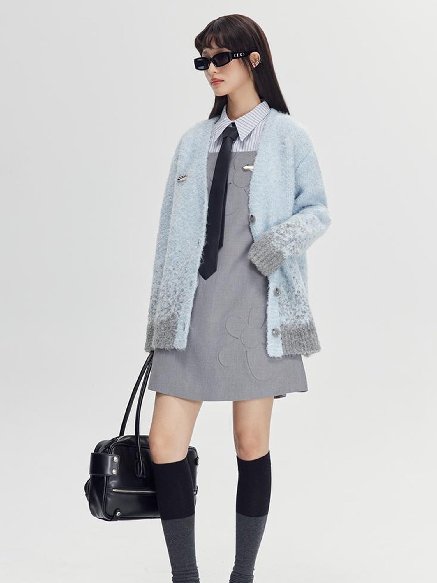 DIDDI MODA Starry Gradient V Neck Wool Cardigan