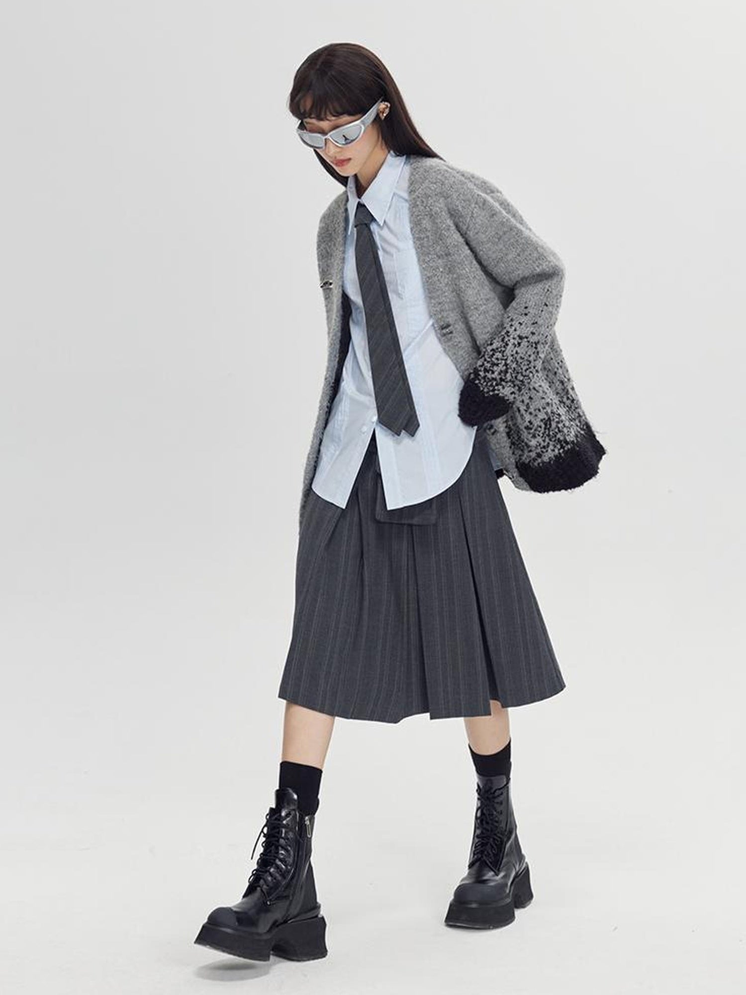 DIDDI MODA Starry Gradient V Neck Wool Cardigan