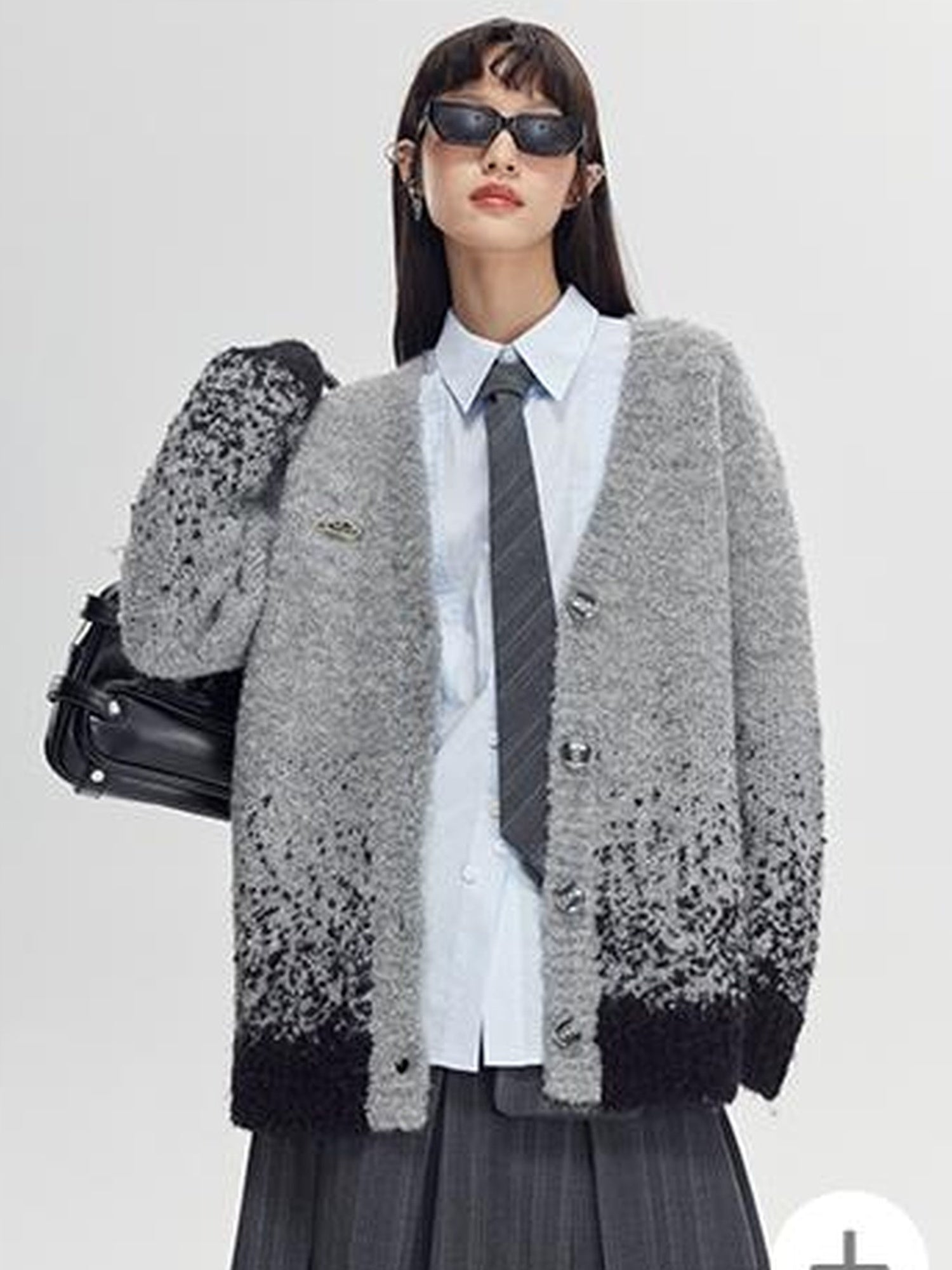 DIDDI MODA Starry Gradient V Neck Wool Cardigan