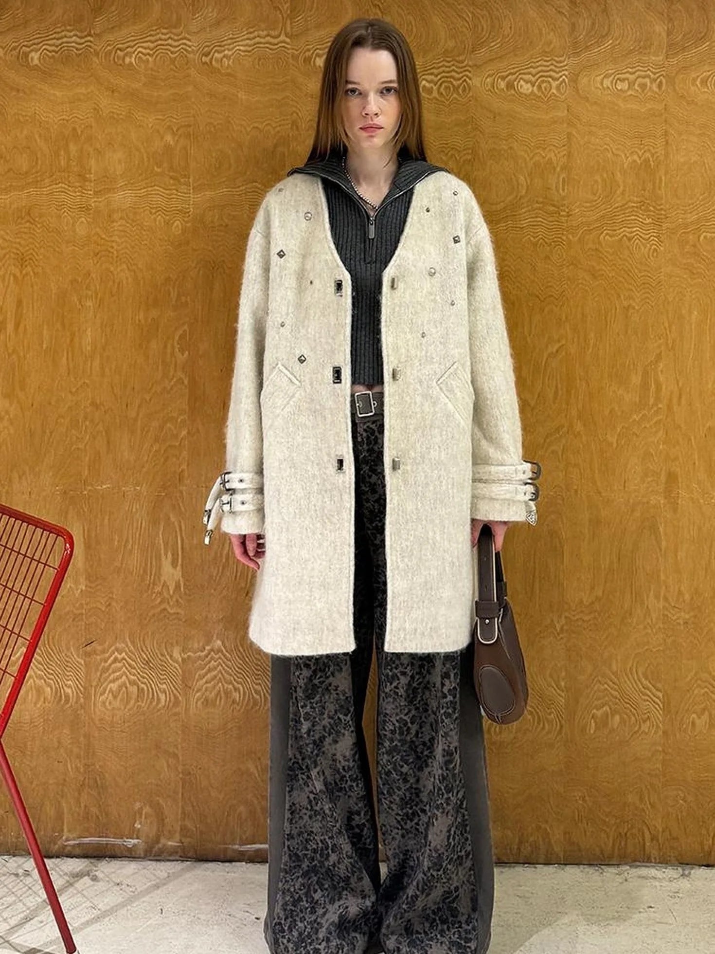 Starry Nail Wool Blend Trench Coat