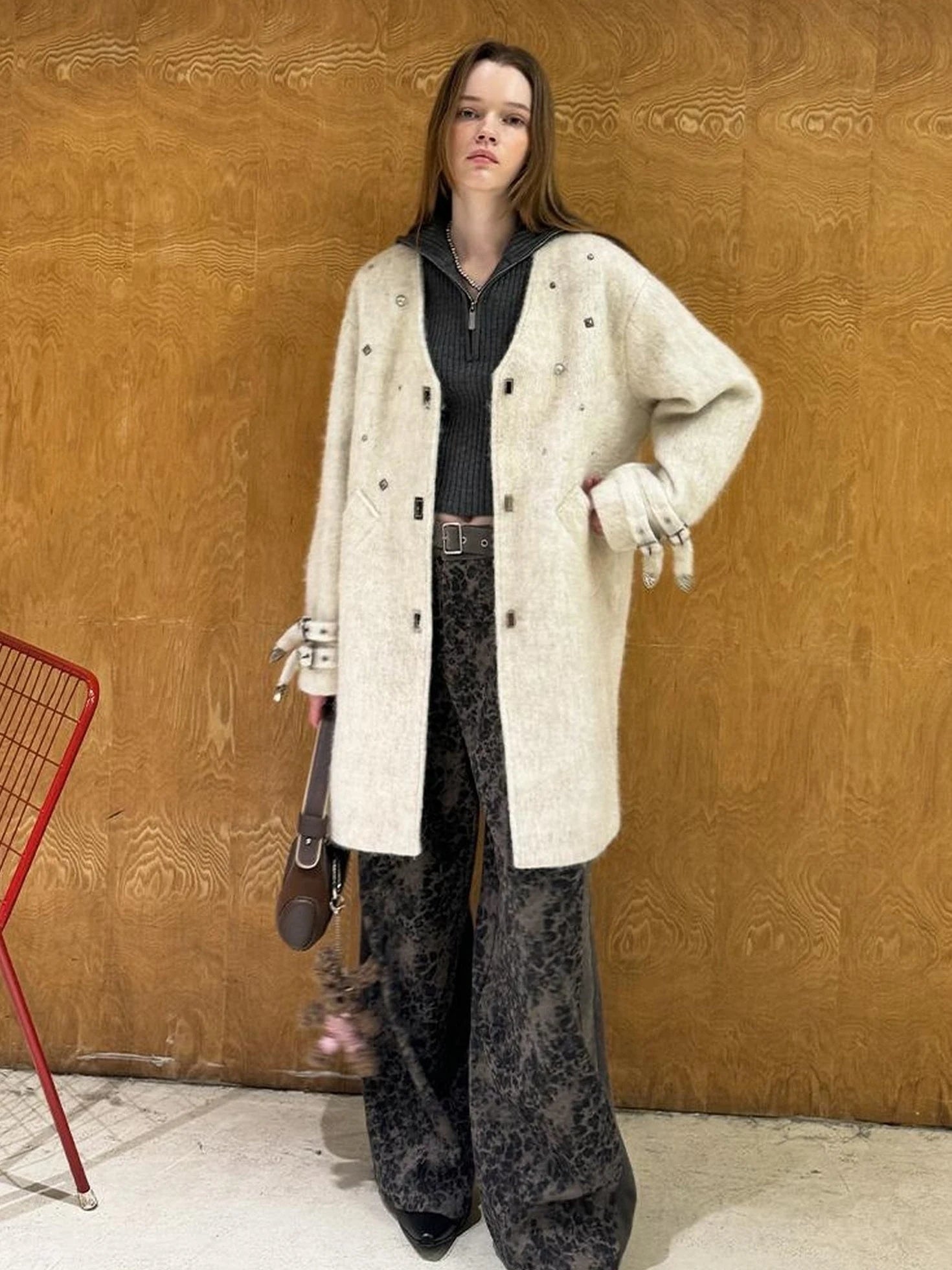 Starry Nail Wool Blend Trench Coat