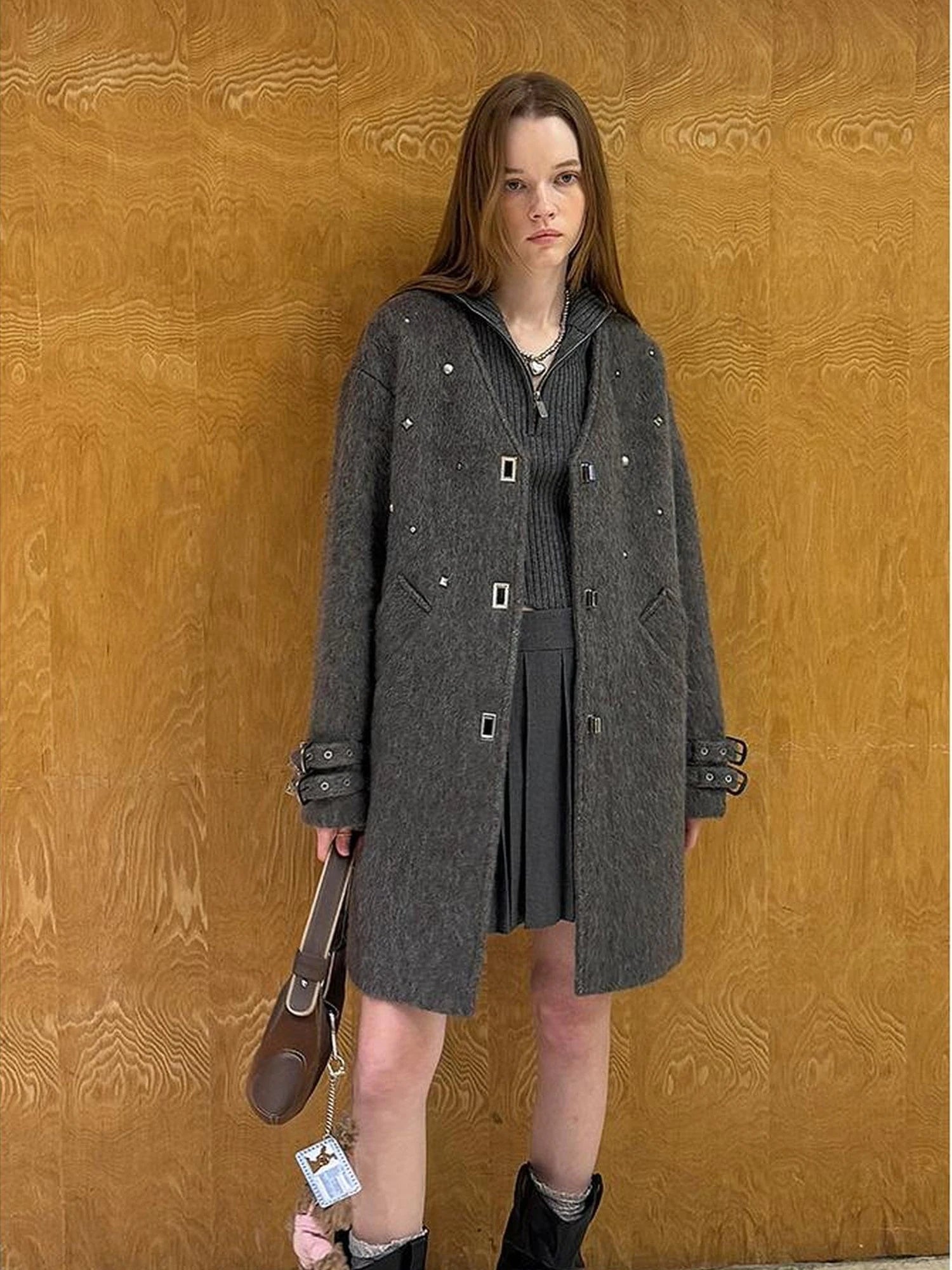 Starry Nail Wool Blend Trench Coat