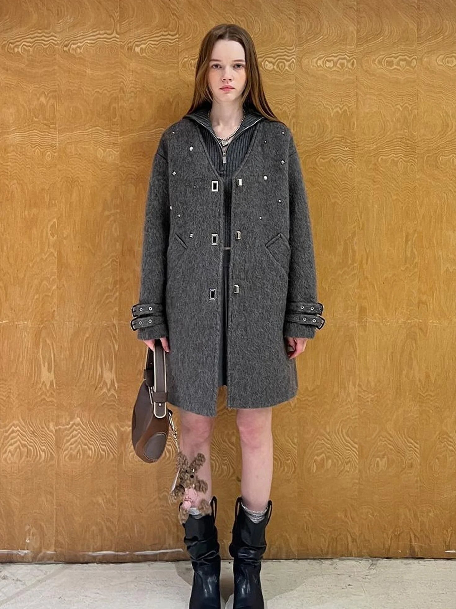 Starry Nail Wool Blend Trench Coat