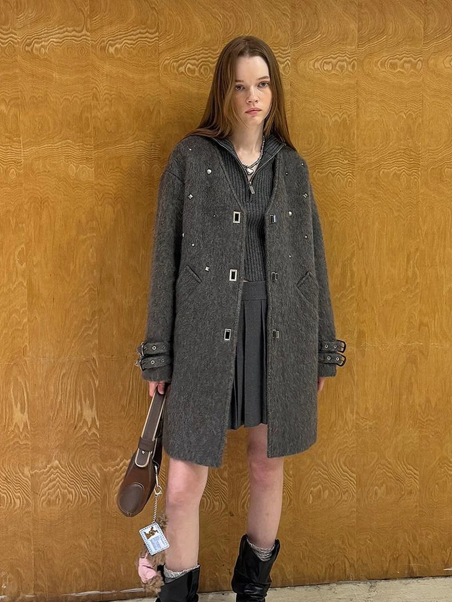 Starry Nail Wool Blend Trench Coat