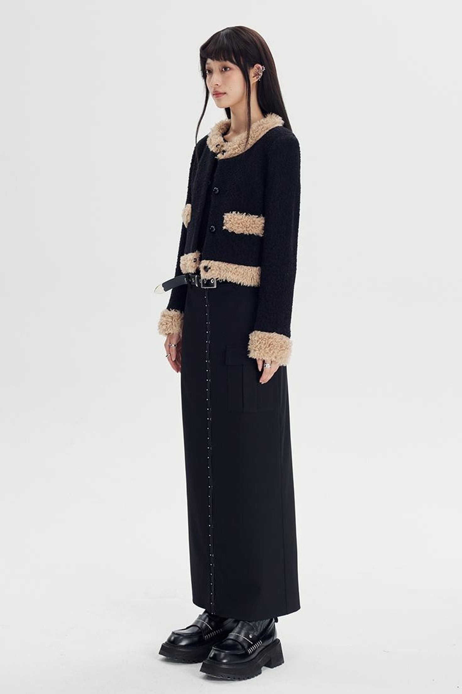 DIDDI MODA Straight Pocket Utility Skirt High Waist A Line Workwear Skirt